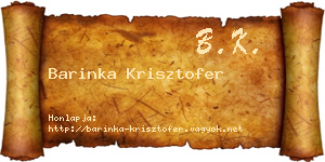Barinka Krisztofer névjegykártya